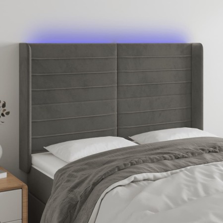 Dunkelgraues Samtkopfteil mit LED 147x16x118/128 cm von vidaXL, Kopf- und Fußteile - Ref: Foro24-3124237, Preis: 116,41 €, Ra...