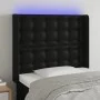 Cabecero con LED cuero sintético negro 93x16x118/128 cm de vidaXL, Cabeceros y pies de cama - Ref: Foro24-3124126, Precio: 72...