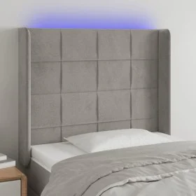 Light gray velvet headboard with LED 103x16x118/128 cm by vidaXL, Headboards and footboards - Ref: Foro24-3124090, Price: 74,...