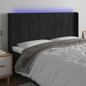 Black velvet headboard with LED 183x16x118/128 cm by vidaXL, Headboards and footboards - Ref: Foro24-3124110, Price: 144,45 €...