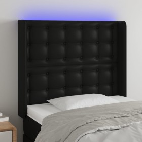 Cabecero con LED cuero sintético negro 83x16x118/128 cm