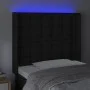 Headboard with LED black synthetic leather 83x16x118/128 cm by vidaXL, Headboards and footboards - Ref: Foro24-3124120, Price...