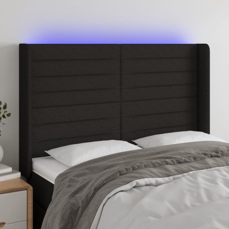 Black fabric headboard with LED 147x16x118/128 cm by vidaXL, Headboards and footboards - Ref: Foro24-3124188, Price: 143,02 €...