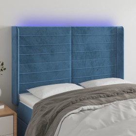 LED-Kopfteil aus dunkelblauem Samt, 147 x 16 x 118/128 cm von vidaXL, Kopf- und Fußteile - Ref: Foro24-3124240, Preis: 122,08...