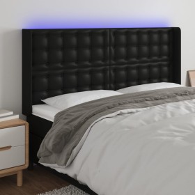 Kopfteil mit LED, schwarzem Kunstleder, 183 x 16 x 118/128 cm von vidaXL, Kopf- und Fußteile - Ref: Foro24-3124150, Preis: 11...