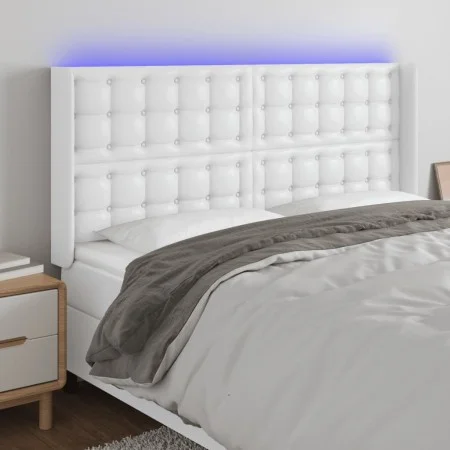 Kopfteil mit LED, weißem Kunstleder, 163 x 16 x 118/128 cm von vidaXL, Kopf- und Fußteile - Ref: Foro24-3124145, Preis: 129,9...