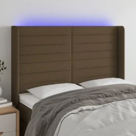 Kopfteil mit LED aus dunkelbraunem Stoff 147x16x118/128 cm von vidaXL, Kopf- und Fußteile - Ref: Foro24-3124189, Preis: 127,2...