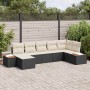 Conjunto de sofá de jardín con cojín 7 pcs Negro Poliratán
