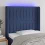 Blue fabric headboard with LED 93x16x118/128 cm by vidaXL, Headboards and footboards - Ref: Foro24-3124274, Price: 76,74 €, D...