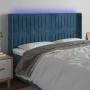 Cabecero con LED de terciopelo azul oscuro 203x16x118/128 cm de vidaXL, Cabeceros y pies de cama - Ref: Foro24-3124356, Preci...