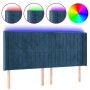Dark blue velvet LED headboard 203x16x118/128 cm by vidaXL, Headboards and footboards - Ref: Foro24-3124356, Price: 137,36 €,...
