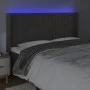 Dunkelgraues Samtkopfteil mit LED 163x16x118/128 cm von vidaXL, Kopf- und Fußteile - Ref: Foro24-3124341, Preis: 124,46 €, Ra...