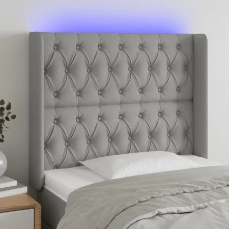 Light gray fabric headboard with LED 93x16x118/128 cm by vidaXL, Headboards and footboards - Ref: Foro24-3124366, Price: 77,9...
