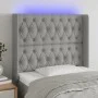 Light gray fabric headboard with LED 93x16x118/128 cm by vidaXL, Headboards and footboards - Ref: Foro24-3124366, Price: 77,9...