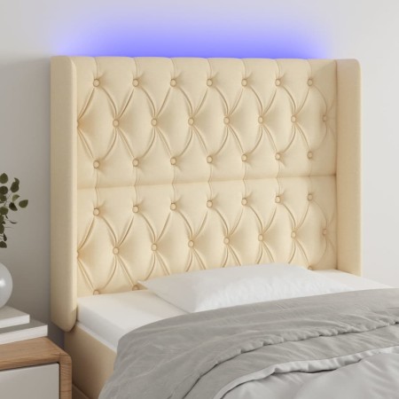 Kopfteil aus cremefarbenem Stoff mit LED 93x16x118/128 cm von vidaXL, Kopf- und Fußteile - Ref: Foro24-3124371, Preis: 104,04...