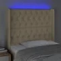 Cream fabric headboard with LED 93x16x118/128 cm by vidaXL, Headboards and footboards - Ref: Foro24-3124371, Price: 102,98 €,...