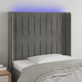 Light gray velvet headboard with LED 83x16x118/128 cm by vidaXL, Headboards and footboards - Ref: Foro24-3124316, Price: 82,1...