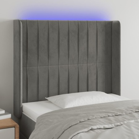 Hellgraues Samtkopfteil mit LED 83x16x118/128 cm von vidaXL, Kopf- und Fußteile - Ref: Foro24-3124316, Preis: 82,13 €, Rabatt: %