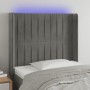 Hellgraues Samtkopfteil mit LED 83x16x118/128 cm von vidaXL, Kopf- und Fußteile - Ref: Foro24-3124316, Preis: 82,13 €, Rabatt: %