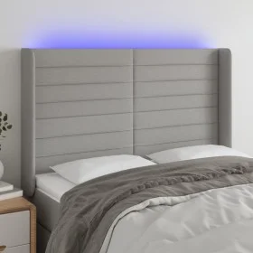 Hellgraues Stoffkopfteil mit LED 147x16x118/128 cm von vidaXL, Kopf- und Fußteile - Ref: Foro24-3124186, Preis: 133,06 €, Rab...