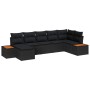 Conjunto de sofá de jardín con cojín 7 pcs Negro Poliratán