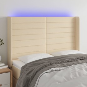 Kopfteil aus cremefarbenem Stoff mit LED 147x16x118/128 cm von vidaXL, Kopf- und Fußteile - Ref: Foro24-3124191, Preis: 138,8...