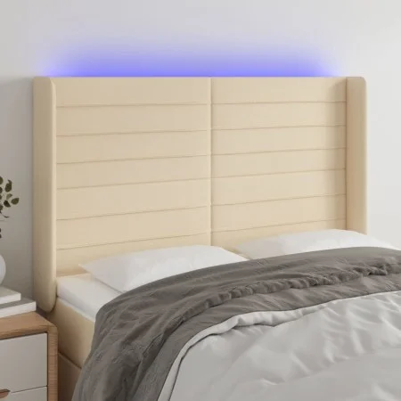 Kopfteil aus cremefarbenem Stoff mit LED 147x16x118/128 cm von vidaXL, Kopf- und Fußteile - Ref: Foro24-3124191, Preis: 133,8...