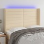 Kopfteil aus cremefarbenem Stoff mit LED 147x16x118/128 cm von vidaXL, Kopf- und Fußteile - Ref: Foro24-3124191, Preis: 138,8...