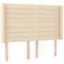 Cream fabric headboard with LED 147x16x118/128 cm by vidaXL, Headboards and footboards - Ref: Foro24-3124191, Price: 138,73 €...