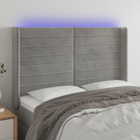 Hellgraues Samtkopfteil mit LED 147x16x118/128 cm von vidaXL, Kopf- und Fußteile - Ref: Foro24-3124236, Preis: 110,68 €, Raba...