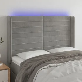 Light gray velvet headboard with LED 147x16x118/128 cm by vidaXL, Headboards and footboards - Ref: Foro24-3124236, Price: 107...