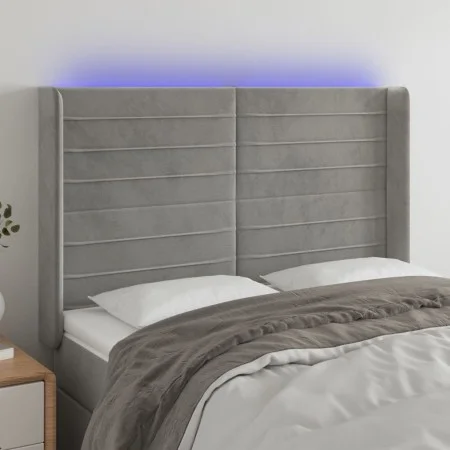 Light gray velvet headboard with LED 147x16x118/128 cm by vidaXL, Headboards and footboards - Ref: Foro24-3124236, Price: 107...