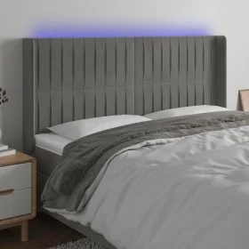 Light gray velvet headboard with LED 183x16x118/128 cm by vidaXL, Headboards and footboards - Ref: Foro24-3124346, Price: 128...