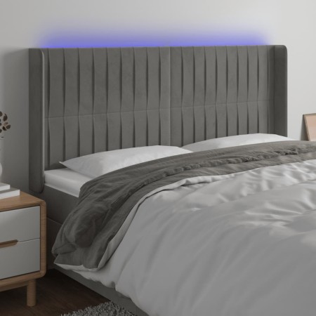 Hellgraues Samtkopfteil mit LED 183x16x118/128 cm von vidaXL, Kopf- und Fußteile - Ref: Foro24-3124346, Preis: 132,30 €, Raba...
