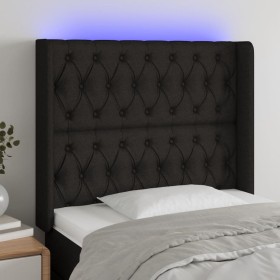 Cabecero con LED de tela negro 103x16x118/128 cm