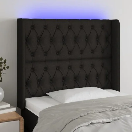 Cabecero con LED de tela negro 103x16x118/128 cm de vidaXL, Cabeceros y pies de cama - Ref: Foro24-3124376, Precio: 98,78 €, ...
