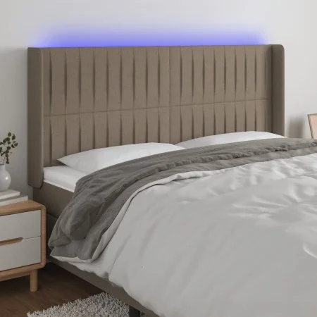 Taupe gray fabric headboard with LED 183x16x118/128 cm by vidaXL, Headboards and footboards - Ref: Foro24-3124304, Price: 127...