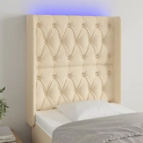 Cream fabric headboard with LED 83x16x118/128 cm by vidaXL, Headboards and footboards - Ref: Foro24-3124363, Price: 99,96 €, ...