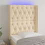 Cream fabric headboard with LED 83x16x118/128 cm by vidaXL, Headboards and footboards - Ref: Foro24-3124363, Price: 98,97 €, ...