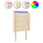 Cream fabric headboard with LED 83x16x118/128 cm by vidaXL, Headboards and footboards - Ref: Foro24-3124363, Price: 99,96 €, ...