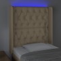 Cream fabric headboard with LED 83x16x118/128 cm by vidaXL, Headboards and footboards - Ref: Foro24-3124363, Price: 98,97 €, ...