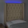 Cream fabric headboard with LED 83x16x118/128 cm by vidaXL, Headboards and footboards - Ref: Foro24-3124363, Price: 99,96 €, ...