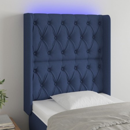Blue fabric headboard with LED 83x16x118/128 cm by vidaXL, Headboards and footboards - Ref: Foro24-3124364, Price: 92,32 €, D...