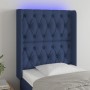 Blue fabric headboard with LED 83x16x118/128 cm by vidaXL, Headboards and footboards - Ref: Foro24-3124364, Price: 92,32 €, D...