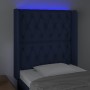 Blue fabric headboard with LED 83x16x118/128 cm by vidaXL, Headboards and footboards - Ref: Foro24-3124364, Price: 92,32 €, D...