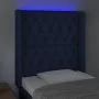 Blue fabric headboard with LED 83x16x118/128 cm by vidaXL, Headboards and footboards - Ref: Foro24-3124364, Price: 90,39 €, D...