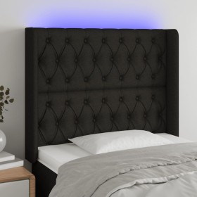 Black fabric headboard with LED 93x16x118/128 cm by vidaXL, Headboards and footboards - Ref: Foro24-3124368, Price: 88,34 €, ...