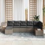 Conjunto de sofá de jardín con cojín 7 pcs Gris Poliratán