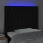 Black fabric headboard with LED 93x16x118/128 cm by vidaXL, Headboards and footboards - Ref: Foro24-3124368, Price: 90,42 €, ...