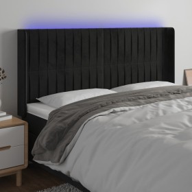 Cabecero con LED de terciopelo negro 183x16x118/128 cm de vidaXL, Cabeceros y pies de cama - Ref: Foro24-3124348, Precio: 142...